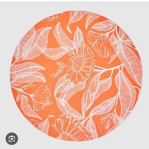 NWT 60” Summer & Rose Orange and White Floral Roundie Towel